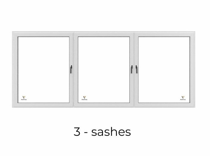 108 in X 48 in. uPVC-Triple Pane, Tilt & Turn, LowE-Glass +Screens +Nail Flange. Double Sash, New Construction or Replacement. Left/Right Handed, White-Black