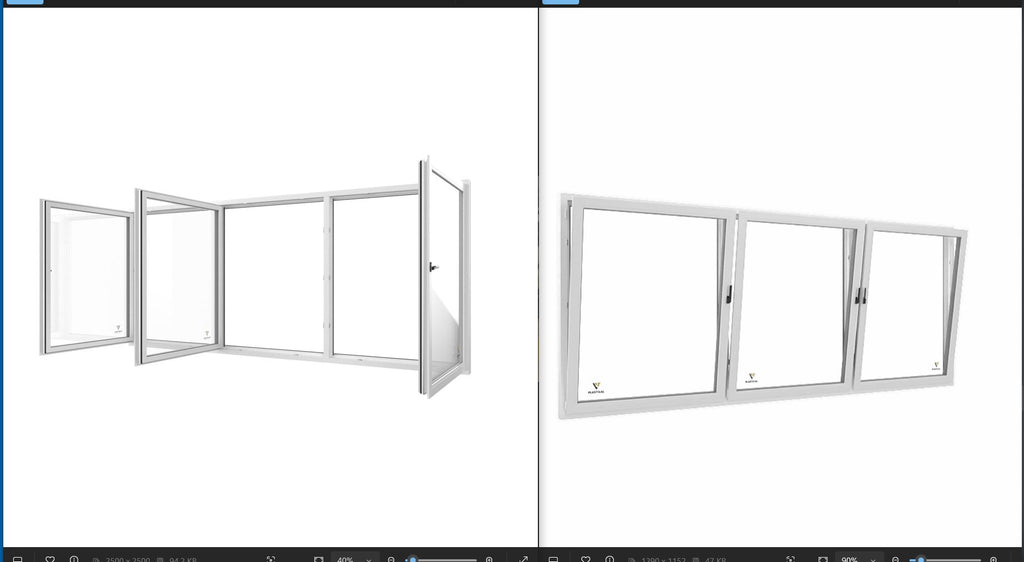 108 in X 48 in. uPVC-Triple Pane, Tilt & Turn, LowE-Glass +Screens +Nail Flange. Double Sash, New Construction or Replacement. Left/Right Handed, White-Black